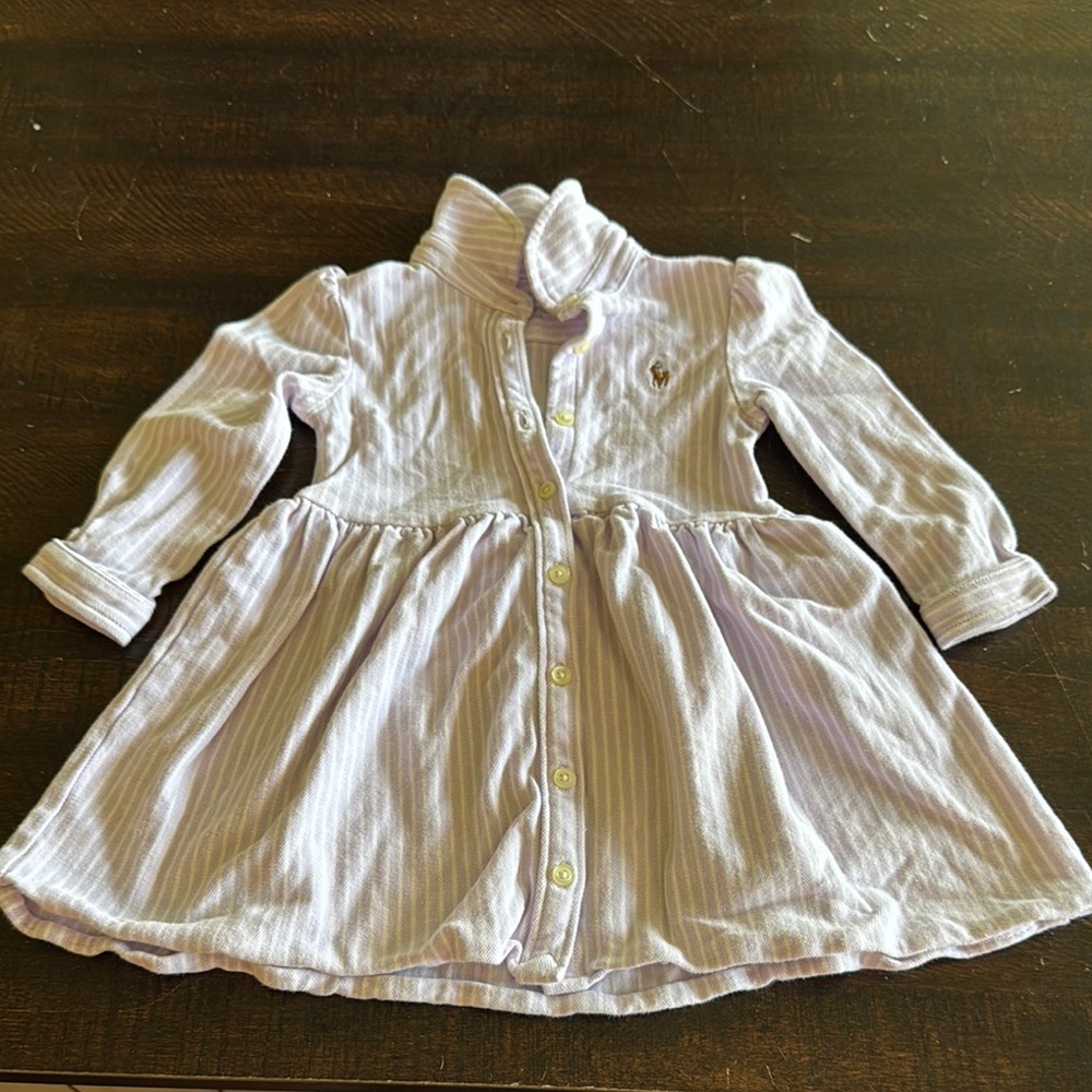 Ralph Lauren Lavender Striped Kids Formal Dress
